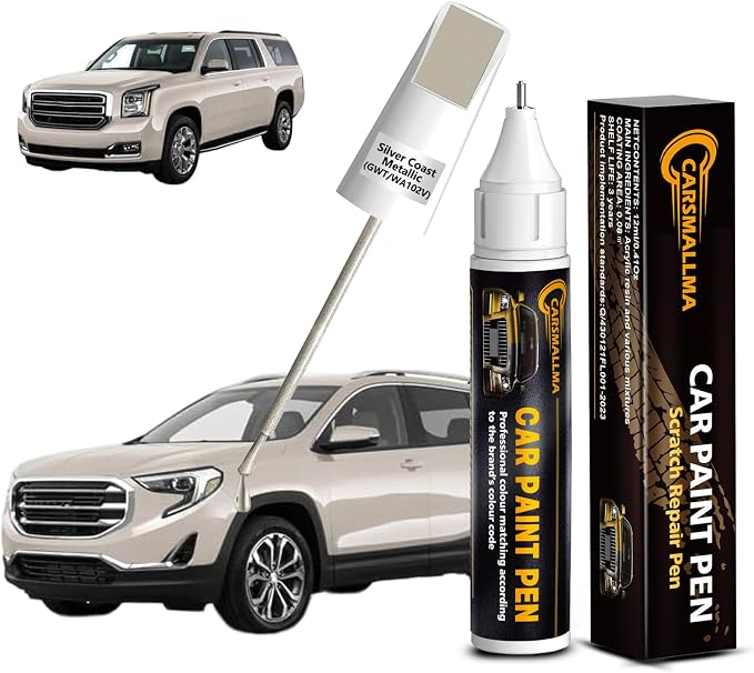 Silver Coast Metallic(GWT/WA102V) Car Touch Up Paint for GMC, Color Accurate Car Paint Scratch Repair Pen Kit Quick & Easy Fix Vehicle Chips and Automotive Nicks Scuff