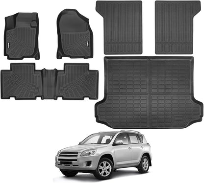 Floor Mats for Toyota RAV4 2006-2012, Trunk Mat and Backrest Mat All Weather TPE Protector for Toyota RAV4 Accessories