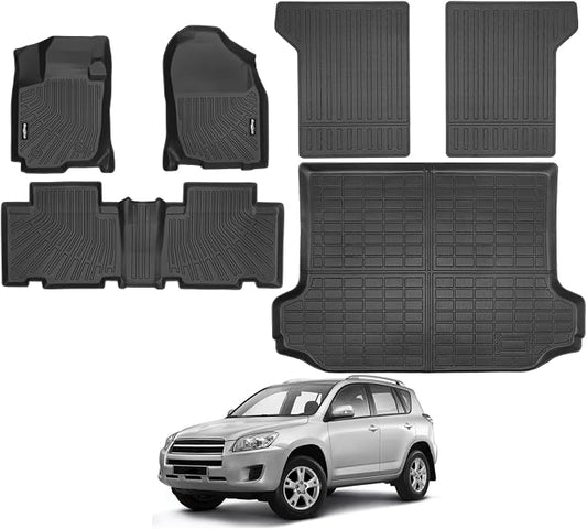 Floor Mats for Toyota RAV4 2006-2012, Trunk Mat and Backrest Mat All Weather TPE Protector for Toyota RAV4 Accessories