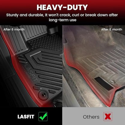 LASFIT Floor Mats for Jeep Cherokee 2015-2018 (Not Fit with Raised Dead Pedal) All Weather TPE Custom Fit Seatback Cargo Mat Car Mats Floor Liners Cargo Liner Black