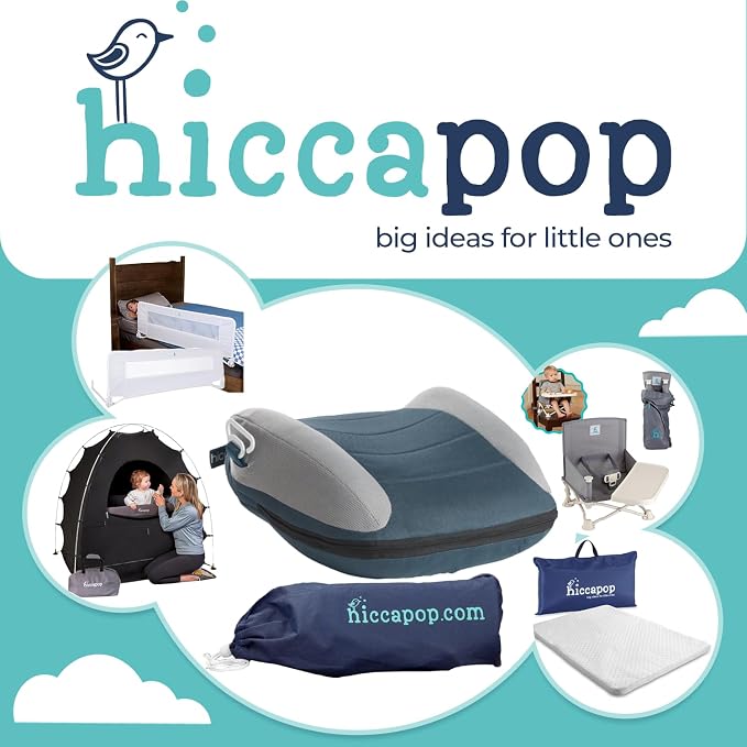 Hiccapop UberBoost Inflatable Backless Booster Seat for Kids, Portable Travel Car Seat | Ocean Steel Blue