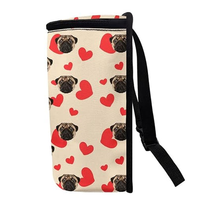 Talayituse Pug Dog Pattern Car Trash Can, Portable Auto Garbage Bin Multifunctional Vehicle Interior Accessories with Adjustable Straps Universal Fit Truck SUV Sedan