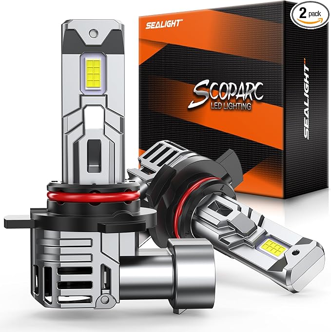SEALIGHT 9005 Bulbs 800% Brightness 40000LM Super Bright, OEM Fit 6500K White, 20 Years Lifespan with Silent Fan & Heat Dissipation, IP68 & Error-Free Installation, 2 Pack