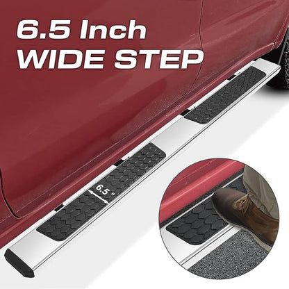COMNOVA 6.5 Inches Side Steps Running Boards Compatible with 2007-2018 Chevy Silverado/Sierra 1500 2500 3500 Crew Cab & 2019 1500LD 2500HD 3500HD Crew Cab. Rock Sliders Truck Side Steps Nerf Bars.