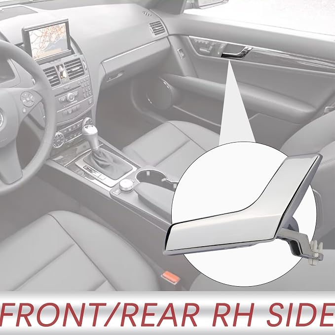 Metal Interior Door Handle Repair Kit (Chrome) | Compatible with Mercedes-Benz W204 X204 C230 C250 C280 C300 C350 C63 GLK250 GLK280 GLK300 | Inside Inner Front or Rear Right Passenger Side Door Lever