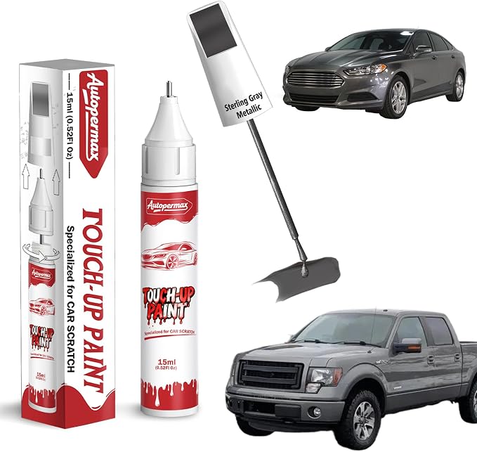 UJ Sterling Gray Metallic Car Touch Up Paint for Ford, Color Accurate Two-In-One Car Paint Scratch Repair Pen, Professional Scratch Remover for Vehicles Chips and Nicks Scuff