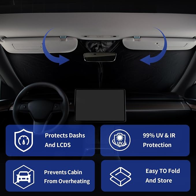 Custom Fit Windshield Sun Shade for Mercedes-Benz E-Class 2017-2023, Blocks UV & Heat, Front Window Sunshade Accessories, Easy Fold & Store Keep Your Car Cooler