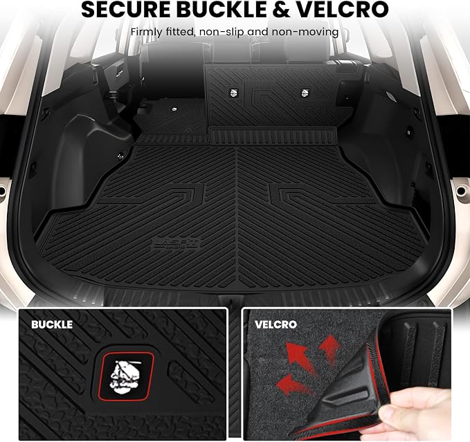 LASFIT Cargo Trunk Mat & Backrest Mats for Toyota RAV4 2026 Hybrid (Not Fit Plug-in Hybrid. Fit for Cargo with Subwoofer) RAV 4 All Weather TPE Custom Fit Automotive Rear Cargo Liner Accessories Black