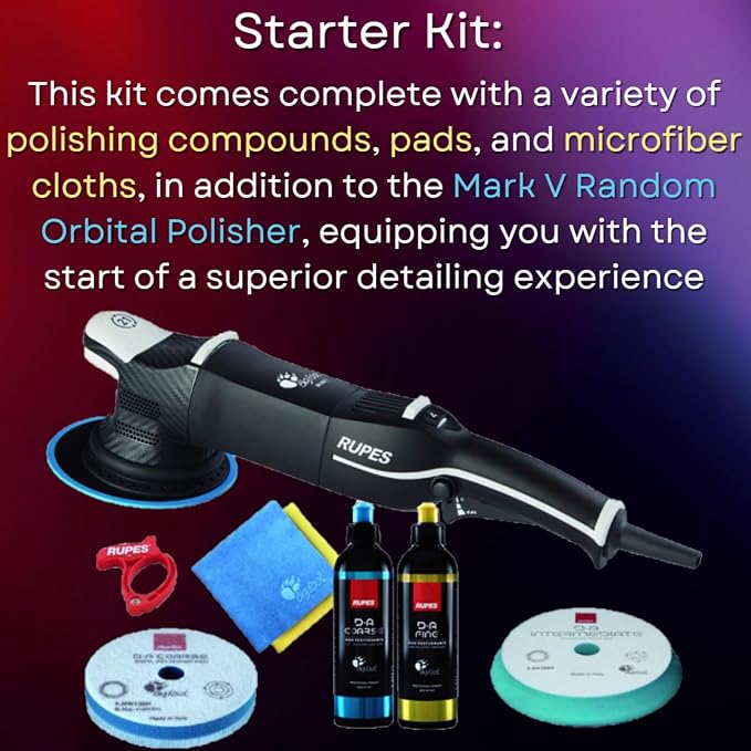 RUPES LHR21V Starter Kit for BigFoot Mark V Random Orbital Polisher - Additional Accessories Included - Reduced Noise & Vibrations - Enhanced Motor Efficiency - Provides Optimal Balance