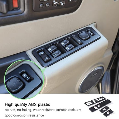Inner Window Switch Panel Cover for Hummer H2 2003-2007,Window Lift Switch Cover Interior Button Trim Kit,1 Set of 4,Interior Accessories (Matte Black)