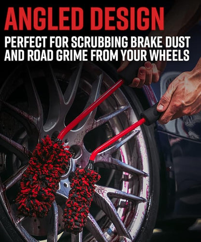 Adam's Polishes Angled Wheel Detailing Brush - Car Cleaning Wheel Brush | Use W/Wheel Cleaner, Rim Cleaner, Chrome Cleaner | Car Wash Brush Cleans Brake Dust from Barrels & Hard to Reach Areas Bundle