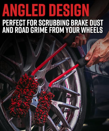 Adam's Polishes Angled Wheel Detailing Brush - Car Cleaning Wheel Brush |Use W/Wheel Cleaner, Rim Cleaner, Chrome Cleaner | Car Wash Brush Cleans Brake Dust from Barrels & Hard to Reach Areas (Small)