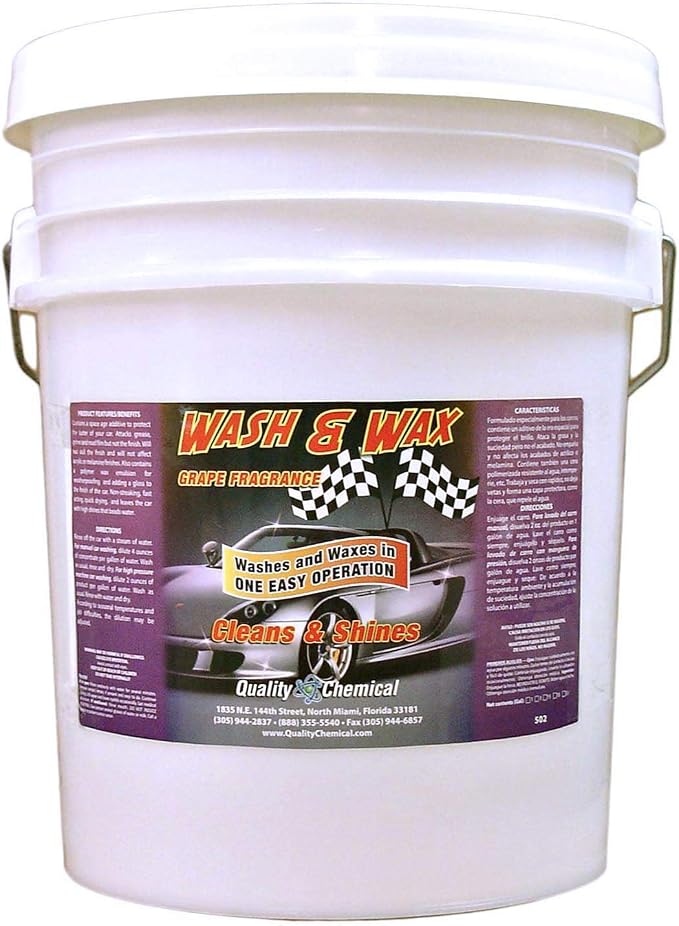 Quality Chemical Wash and Wax - Grape Scented Soap for Cars and Motorcycles - Cleans and Waxes in One Easy Step - Easy Rinse, Scratch Free Soap with Wax Protectant 640 oz (Pack of 1)