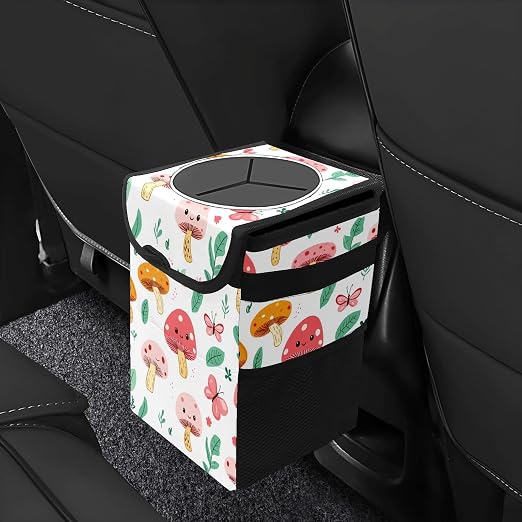Car Trash Can – Multi-Purpose, Lightweight and Portable with Durable Water-Resistant Coating, No Installation Required, Practical and Ample Capacity, Variety of Colors.Mushroom