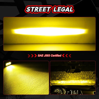 SAE Fog Lights Yellow 3 Inch LED Pod Light Bar Street Legal DOT Approved Off Road Driving Light Cube 2PCS Bumper Fog Lights For Truck Pickup Motorcycle ATV UTV Boat