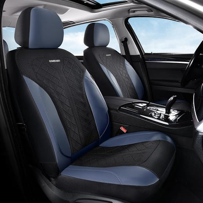 Coverado Car Seat Covers Full Set, Leather Seat Covers, Waterproof Automotive Protectors 5-Seat, Luxury Universal Fit Seat Covers for SUV, Truck, Sedan and Most Vehicles All-Weather