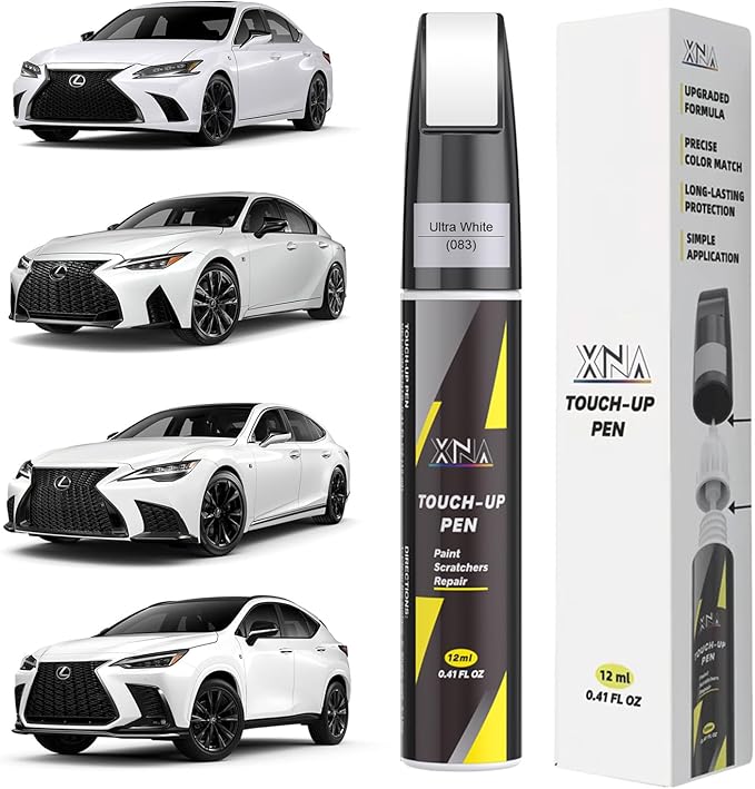 XNA Ultra White(083) for Lexus Touch Up Paint, Car Scratch Remover for Nicks and Chips Repair, 2-In-1 Quick & Easy Fix Car Scratch Repair Kit with Exact Color-Matched