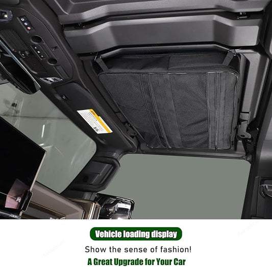 Roof Storage Bags Compatible with Hummer EV Accessories 2022-2026 SUV/SUT Overhead Storage Bag Organizer Cargo with Hardtop Suction Fixing Waterproof Can Foldable Sunshade