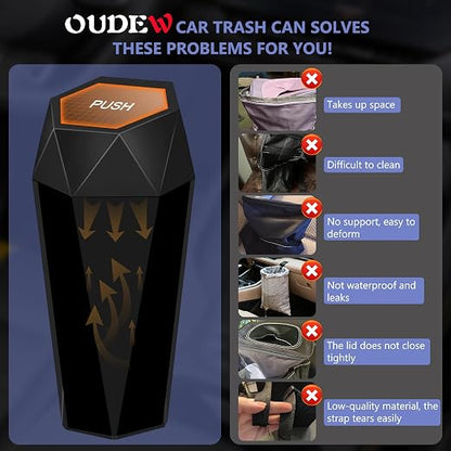 Car Trash Can with Lid - 1-Pack, Interior Accessories for Vehicles, Leakproof Garbage Can with 30 Detachable Trash Bags, Multipurpose Organizers and Storage Solutions for Home and Office