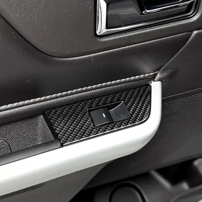 Premium Carbon Fiber Compatible with Ford Edge 2011-2014 SEL/Limited/SE/Sport Accessories Car Rear Door Window Lift Switch Trim Button Panel Cover Interior Trim Sticker Decal Black 2PCS