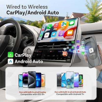 OTTOCAST Mini 3.0 (Pot) 2025 2-in-1 Wireless CarPlay/Android Auto Adapter, 5GHz WiFi, Auto Connect for 2016+ Cars