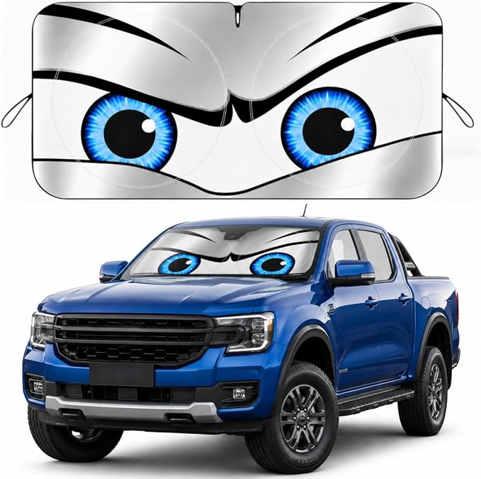 Silver Cool Eyes Large Foldable Front Window Sunshade- 63 x 33.86