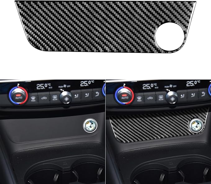 Real Premium Carbon Fiber Decor Compatible with Audi A3 S3 RS3 8V 2013 2014 2015 2016 2017 2018 2019 Car Center Console Power Outlet Sticker Panel Auto Interior Accessories Decal Black