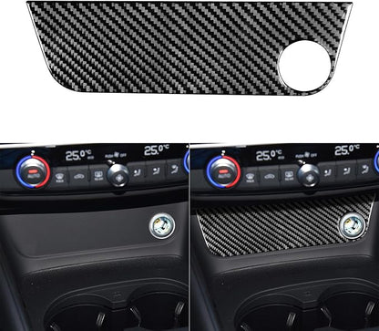 Real Premium Carbon Fiber Decor Compatible with Audi A3 S3 RS3 8V 2013 2014 2015 2016 2017 2018 2019 Car Center Console Power Outlet Sticker Panel Auto Interior Accessories Decal Black