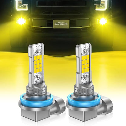 Marsauto H16 H11 H8 LED Fog Light Bulb Yellow, 12,000 Lumens 3500K Amber Yellow Fog Lights Super Bright & Compact H8/H11 LED Bulb, 1:1 Mini Size Plug and Play, Side Marker & Parking Light Combos