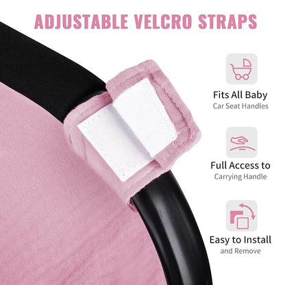 Metplus Muslin Car Seat Cover for Baby Girls, 100% Cotton Breathable Infant Carseat Canopy for Summer, Lightweight Stroller Sunshade Covers (Pale Pink)