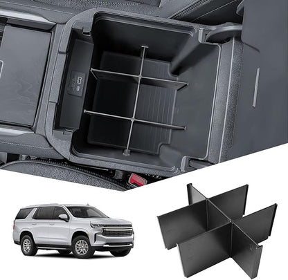 EDBETOS Center Console Organizer for 2021-2026 Chevy Tahoe/Suburban and 2021-2024 GMC Yukon, Fit Standard Console with Charging Socket Only, NOT for Power Sliding Console. Won't Block Original Tray