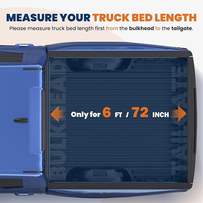 KUIPERAUTO 6 FT Truck Bed Soft Roll Up Vinyl Tonneau Cover Compatible for 2016-2023 Toyota Tacoma Standard Short Fleetside