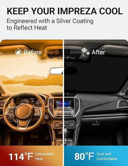Proadsy Windshield Sunshade for Subaru Impreza 2015-2025 2026 Custom Fit WRX Sedan, Base, Premium, Limited, STI, STI Limited, Foldable Shade Sun Visor Protector Blocks UV Rays Keep Car Cooler