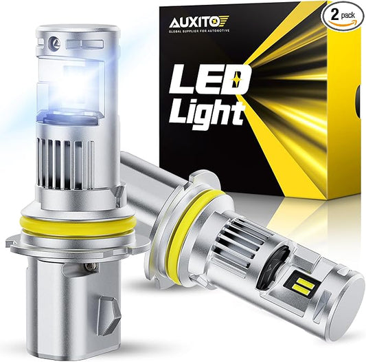 AUXITO 9004 Bulbs, 900% Brighter HB1 Light Bulbs, 6000K Cool White, Plug N Play, Long Lifespan, No Flicker, 99% Compatibility(Pack of 2)