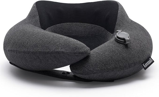 Keemall Inflatable Neck Pillow, Premium Travel Neck Pillow for Airplane Headrest Sleep - 3rd Generation, Double Comfort Plane Pillow for Long Flight