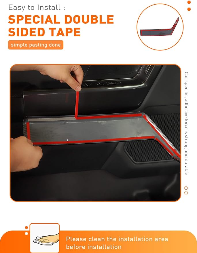 Savadicar Carbon Fiber Interior Accessories - Front Door Handles Trim Cover for Ford F150 (2021-present) - Premium Texture Interior Decor Upgrade Kit, 2-Piece Set