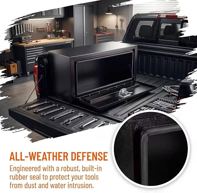 24" Underbody Truck Tool Box, Heavy Duty Steel Underbody Toolbox with T-Handle Lock & Weatherproof Seal, Lockable Truck Trailer Tool Box for Pickup, Flatbed, RV, Van, Utility Vehicles - 24 x 12 x 14