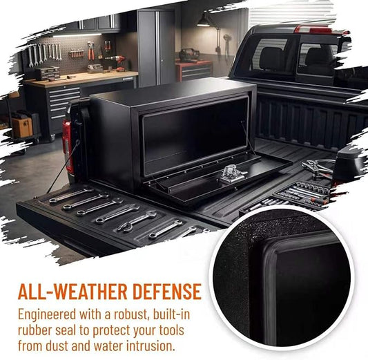 Underbody Truck Tool Box, Heavy Duty Steel Underbody Toolbox with T-Handle Lock & Weatherproof Seal, Lockable Truck Trailer Tool Box for Pickup, Flatbed, RV, Van, Utility Vehicles - 30×12×14