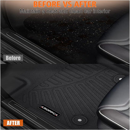 All Weather Car Floor Mats for 2015-2025 Ford F-150 Super Cab/Extended Cab with 1st Row Bench Seats Only (Not for SuperCrew Cab), TPE Rubber Floor Liners Anti-Slip Automotive Mats for F150 Accessories