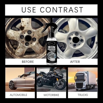 Car Iron Remover, 120ml Rust Removal Spray, Wheel Cleaner Iron Remover, for Car Auto Truck Motorcycle RV Vehicle Paint Tire Rim Hub Brake Oxidation
