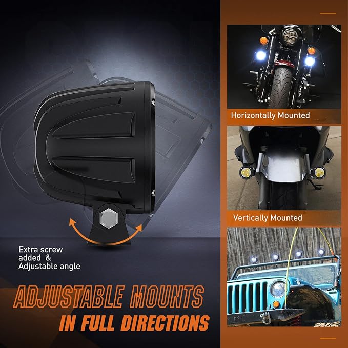 Nilight 3Inch Round Motorcycle Led Light Pods 2PCS Spot Led Fog Light 1550LM Built-in EMC Offroad Driving Auxiliary Ditch Light for Motorbike SUV ATV Truck Boat Tractor Forklift