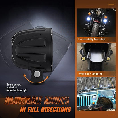 Nilight 3Inch Round Motorcycle Led Light Pods 2PCS Spot Led Fog Light 1550LM Built-in EMC Offroad Driving Auxiliary Ditch Light for Motorbike SUV ATV Truck Boat Tractor Forklift