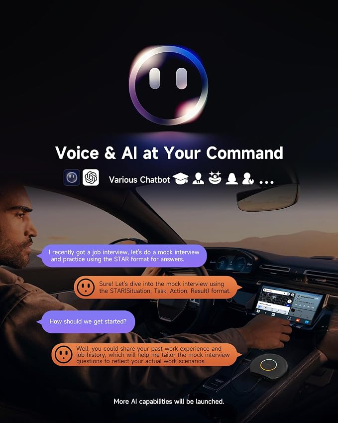 2025 Upgrade CB6 CarPlay AI Box&Android AI Box, Wireless CarPlay/Android Auto Adapter, Plug & Play CarWave Car Smart Box with AI DriveChat, GPS Track, Android 13, 2 BT, 4G LTE, 8G+128G, Gray