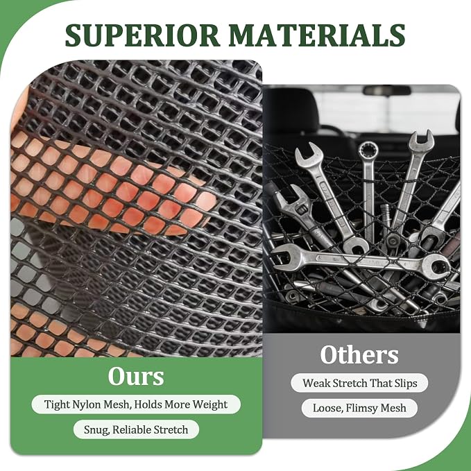 3-Layer Cargo Net for Honda Ridgeline 2017-2026, Zipper Bag Truck Bed Net for Groceries, Heavy Duty Oxford Cargo Organizer Storage Nets with Carabiners