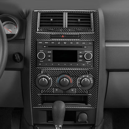 Car Center Console Panel Decal Kit Real Quality Carbon Fiber Trim Compatible with Dodge Charger 2008 2009 2010 Premium Interior Accessories Decor Sticker Style A 7pcs Black