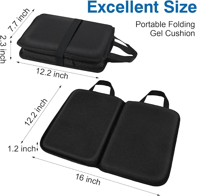 Demine Gel Travel Seat Cushion – Portable Airplane & Stadium Cushion – Gel Grid Design for Ultimate Comfort – Foldable Cushions for Commute, Airplanes, Camping, Bleachers