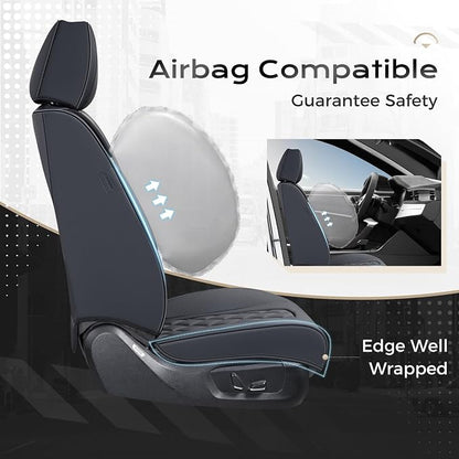 Coverado Car Seat Covers Front Seats, 2-Pack Black Seat Covers for Cars, Waterproof Nappa Leather Car Seat Covers for Cars, Car Seat Protector Car Seat Cushion Universal Fit for Most Cars Truck SUV