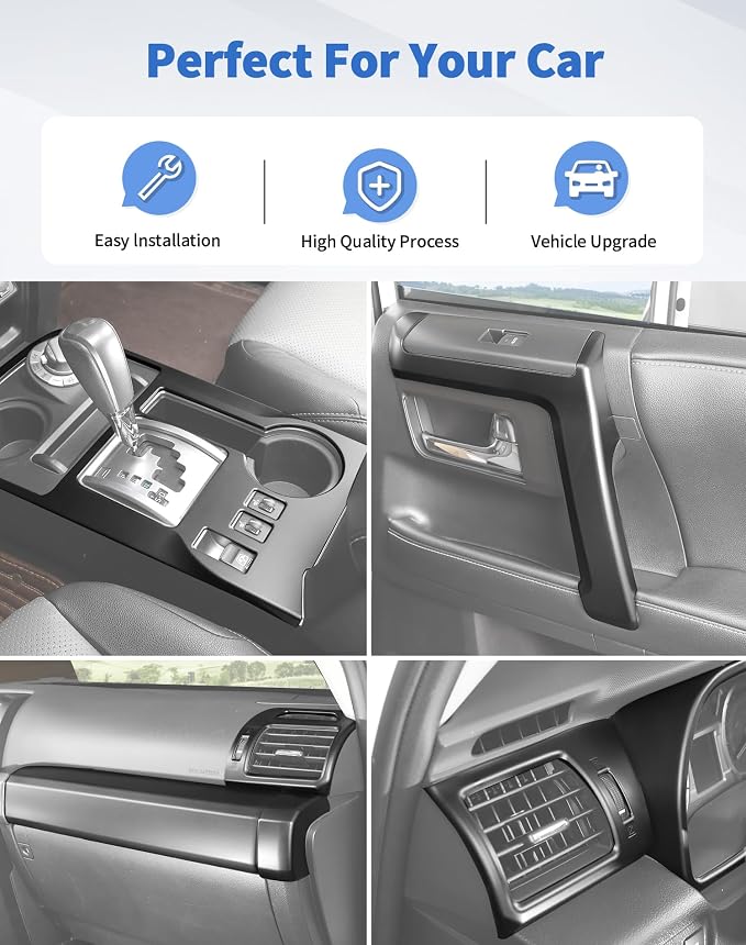 for 4Runner 2010-2019 Matte Black Whole Set Interior Panel Cover Trim Kit, Center Console Gear Shift Dashboard Panel Cover Trim for Toyota 4runner Interior Accessories