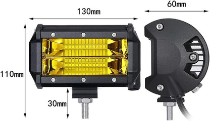Willpower LED Light Bar 2Pcs 5 inch 72W Amber LED Work Light Flood Beam for Jeep Trucks Tractor 4X4 Boat Off Road Auto Fog Driving Lamp 12V 24V Waterproof IP67
