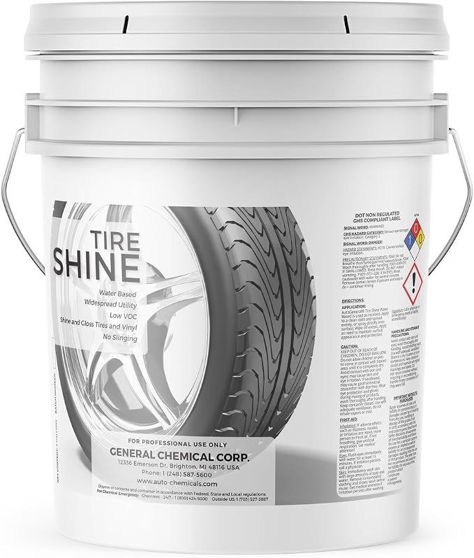 AutoGeneral - Tire Shine - Water-Based Cleaner - High-Gloss Tire Dressing - Protects Against Cracking, Fading and UV Effects - Industrial Strength - 5 Gallon Pail